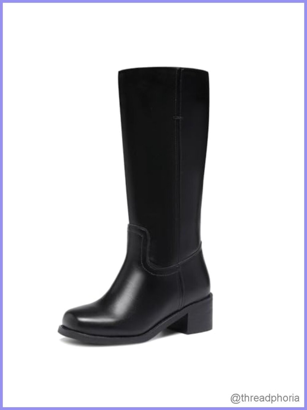 Womens Knee High Boots Square Toe Chunky Block Heel Slip On Riding Boot